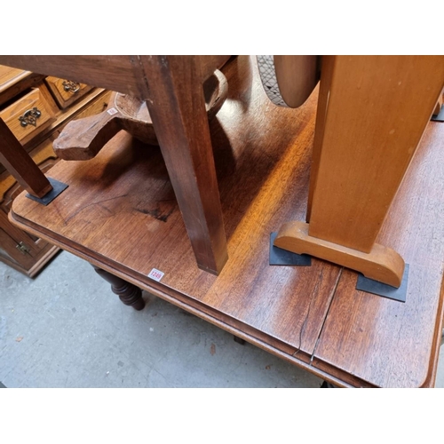 1249 - An unusual 19th century Irish mahogany and pitch pine dining table, 169cm long x 106cm wide. Provena... 