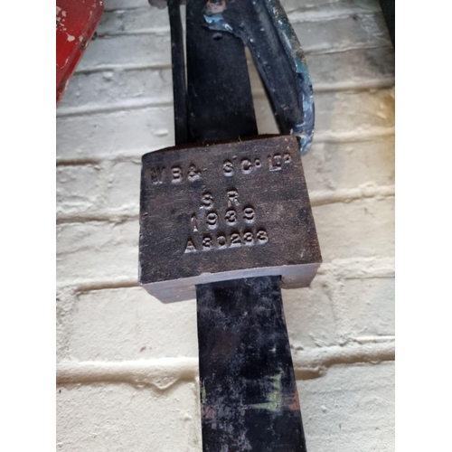 1311 - Railwayana: four railway signal levers, 126cm long; and related items. 