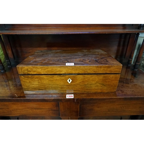 1331 - A 19th century rosewood writing slope, with bone kite escutcheon, 41cm wide.