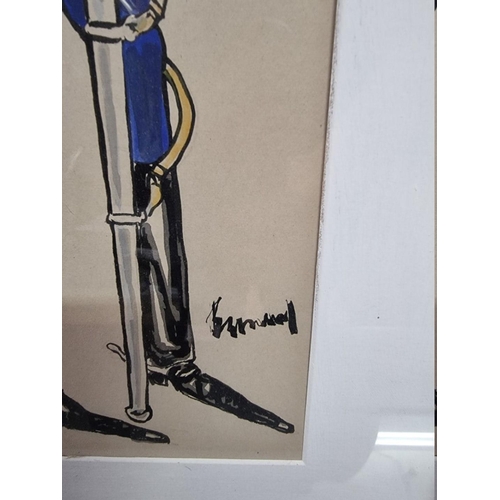 1386 - European School, a standing soldier, indistinctly signed, watercolour, 54 x 14cm. ... 