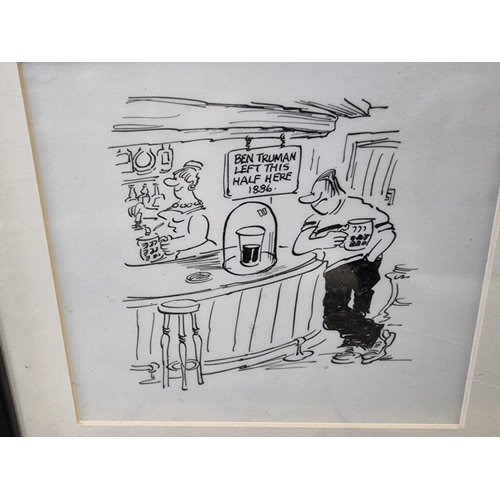 1403 - Stanley 'Mac' McMurtry (cartoonist), a set of ten pen and ink cartoons, largest 16.5 x 18.5cm, frame... 