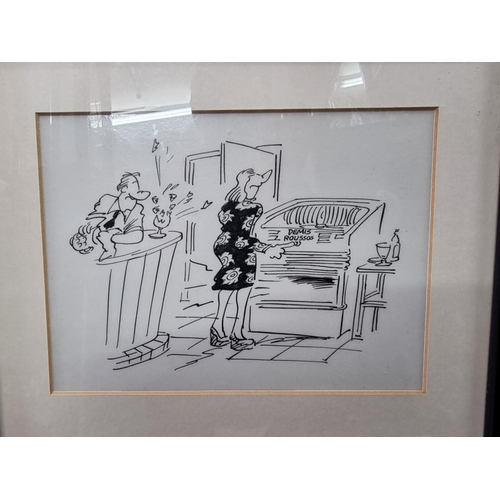 1403 - Stanley 'Mac' McMurtry (cartoonist), a set of ten pen and ink cartoons, largest 16.5 x 18.5cm, frame... 