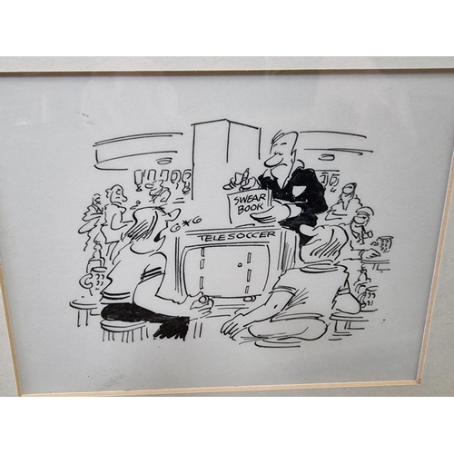 1403 - Stanley 'Mac' McMurtry (cartoonist), a set of ten pen and ink cartoons, largest 16.5 x 18.5cm, frame... 