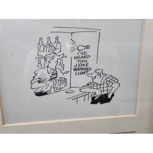 1403 - Stanley 'Mac' McMurtry (cartoonist), a set of ten pen and ink cartoons, largest 16.5 x 18.5cm, frame... 