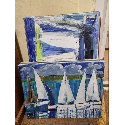 1405 - Constance Burns Crossley, an interesting collection of oil paintings, to include six studies of sail... 