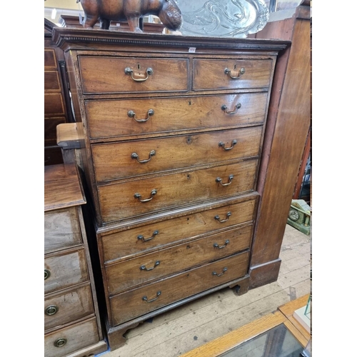 1410 - A George III mahogany chest on chest, 110.5cm wide.