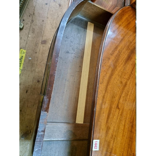 1442 - A Regency mahogany and ebony strung pedestal sideboard, with bowfront centre, 206.5cm wide.... 