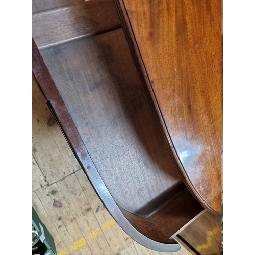 1442 - A Regency mahogany and ebony strung pedestal sideboard, with bowfront centre, 206.5cm wide.... 