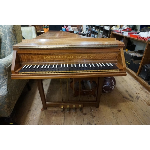 1463 - A good walnut harpsichord by Robert Goble, dated 1965, with ebony and ivory keys, 184cm x 95.5cm.DEF... 