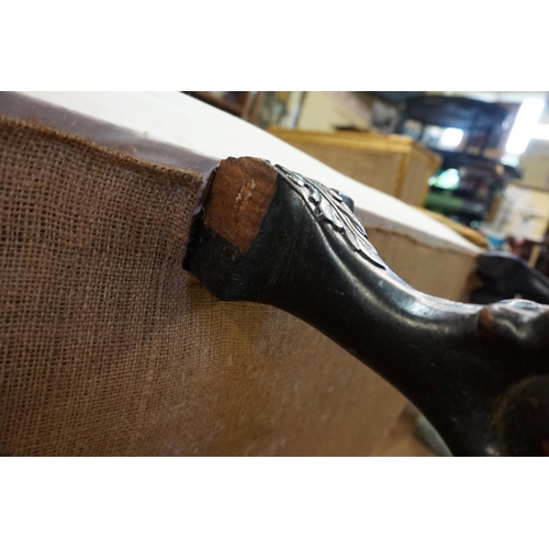 1471 - (ML) An antique wing back two seater settee, on claw and ball feet to the front.Provenance: The Nash... 