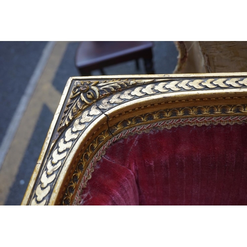 1476 - (ML) A Louis XVI style giltwood wing armchair.