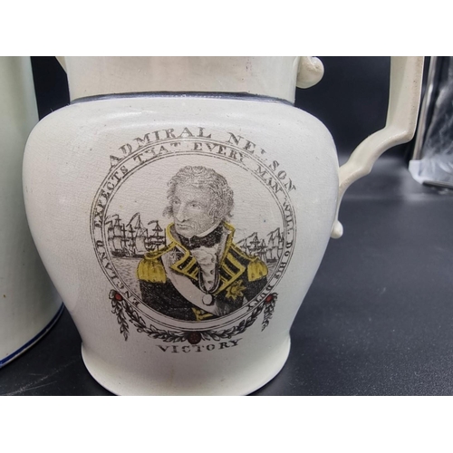 1517 - Three interesting early 19th century Horatio Nelson commemorative pottery items, largest 14cm high.... 