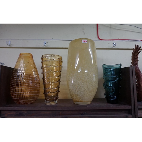 1528 - Four Murano glass vases, largest 39cm high. 