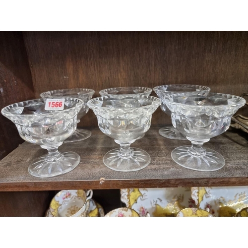 1566 - A set of six Webb cut glass sundae dishes, 11cm diameter.