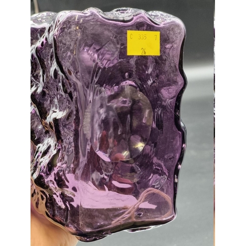 1607 - A large Whitefriars style amethyst glass vase, 29.5cm high.