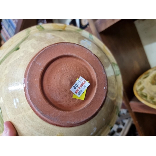 1608 - (ML) Studio Pottery: a charger, incised with a deer and oak leaves, 41.5cm diameter; together w... 