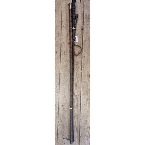 1792 - A silver mounted bamboo cane; together with two riding crops.