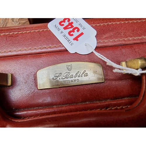 1343 - An Italian brown leather briefcase, by P Babila, Milan, 46cm wide.