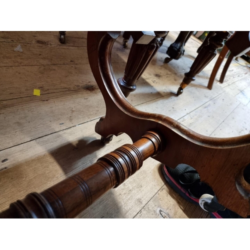 1465 - A Victorian walnut and figured walnut duet stool, with hinged and upholstered seat, 68cm wide.... 