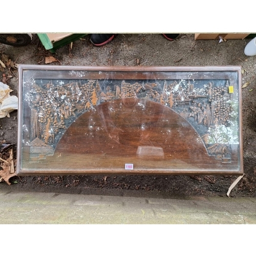 1103 - A Chinese carved alter table, 100cm wide.