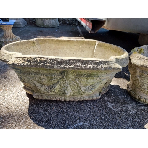 1050 - A pair of reconstituted stone troughs, 80cm wide.