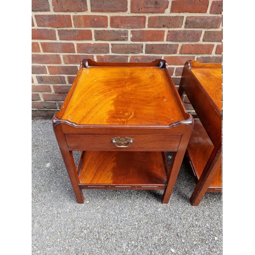 1061 - A pair of reproduction mahogany tray top coffee tables, 51cm wide x 59cm high x 61cm deep. ... 