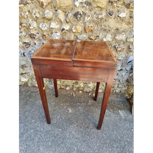 1066 - An Edwardian mahogany inlaid wash stand, 53cm wide x 74cm high x 41cm deep, (incomplete).... 