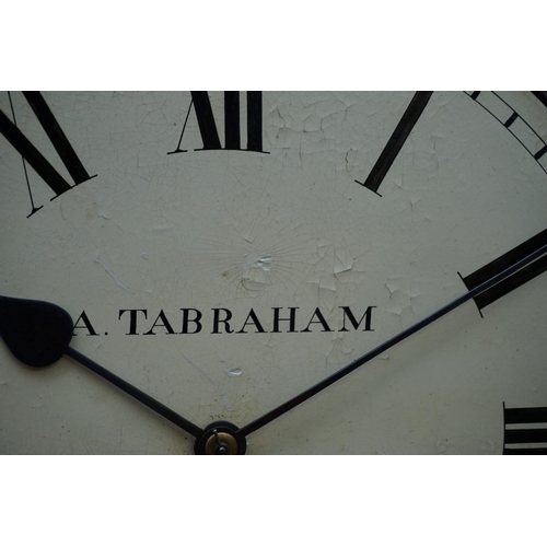 1158 - A 19th century mahogany fusee wall clock, the 12in painted dial inscribed 'A Tabraham, Cambridge', w... 