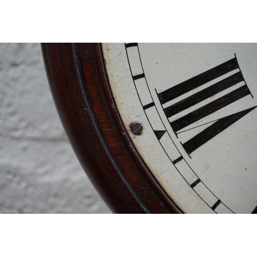 1158 - A 19th century mahogany fusee wall clock, the 12in painted dial inscribed 'A Tabraham, Cambridge', w... 