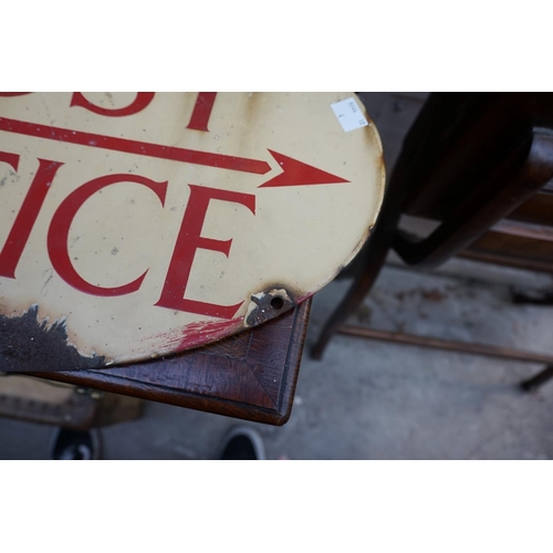 1193 - An enamel 'Post Office' double sided oval sign, 45.5cm wide. 