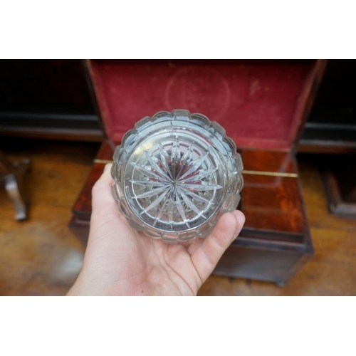 1195 - A 19th century figured mahogany, line inlaid and rosewood crossbanded tea caddy, 35.5cm wide; togeth... 