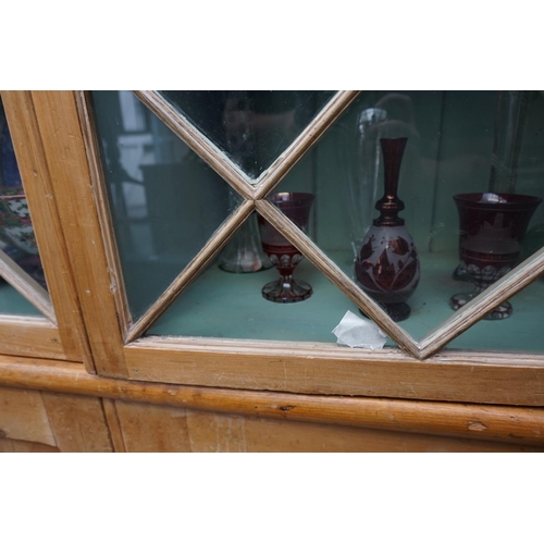 1204 - A large antique pine bookcase, 120.5cm wide.