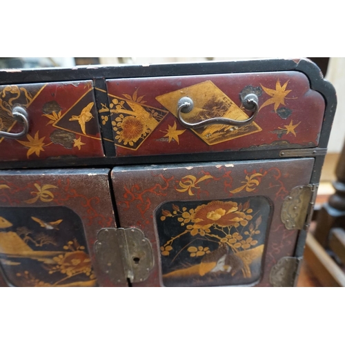 1212 - A small Japanese lacquer and gilt table cabinet, 36.5 x 30.5cm. 