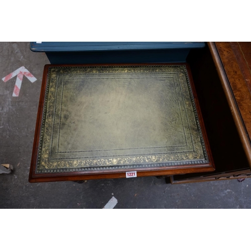 1221 - A small reproduction mahogany and leather top two drawer side table, 55.5cm wide. ... 