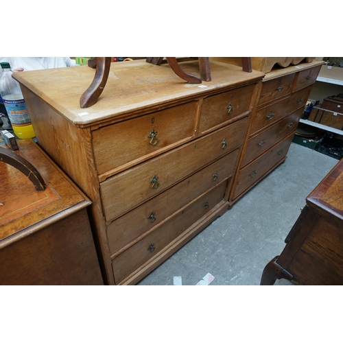 1224 - A Victorian Gothic pale oak chest of drawers, 103cm wide.