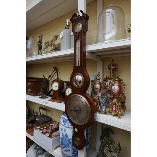 1246 - A 19th century rosewood five dial banjo barometer.