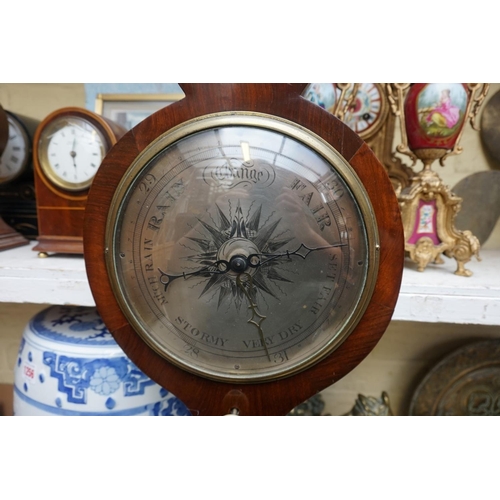 1246 - A 19th century rosewood five dial banjo barometer.