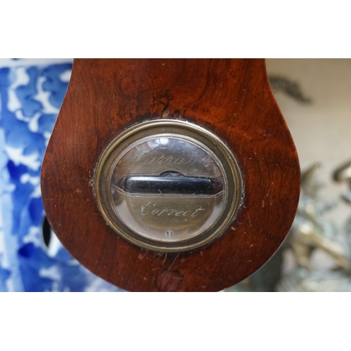 1246 - A 19th century rosewood five dial banjo barometer.