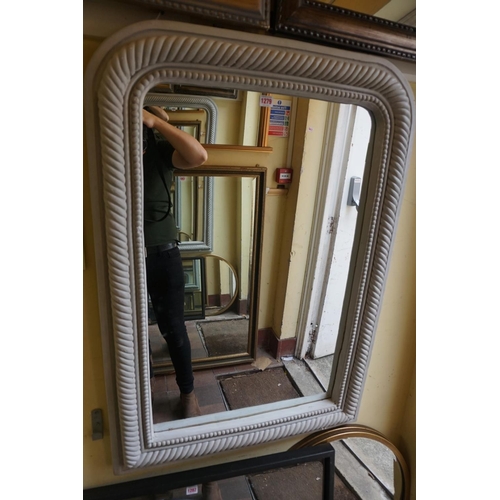 1279 - A large contemporary grey painted overmantel mirror, by OneWorld, 107 x 76cm. 