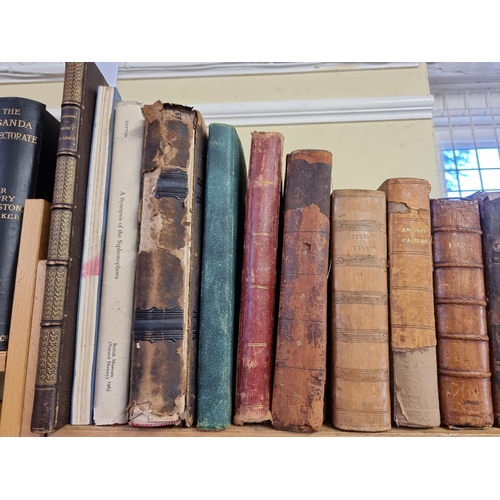 125 - MISCELLANEOUS ANTIQUARIAN: a quantity over 4 shelves, largely 18th-19thc publications, mixed bi... 