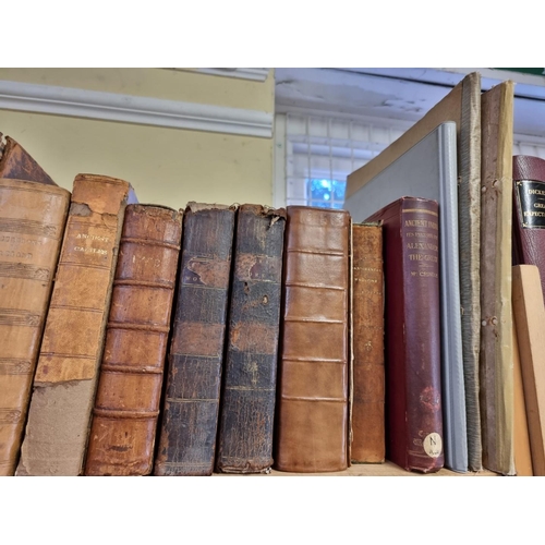 125 - MISCELLANEOUS ANTIQUARIAN: a quantity over 4 shelves, largely 18th-19thc publications, mixed bi... 