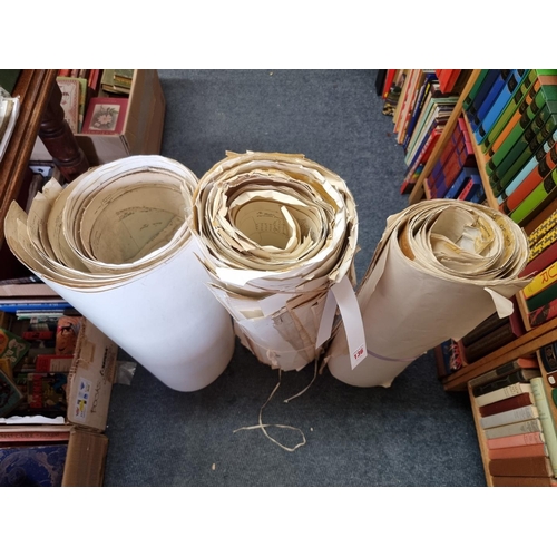 136 - ORDNANCE SURVEY: a large quantity of old Ordnance Survey sheet maps, rolled into 3 bundles. (Qty)... 