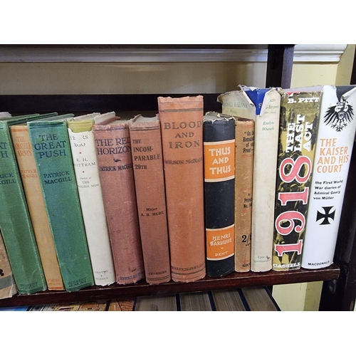 143 - WORLD WAR I HISTORY FROM THE LIBRARY OF HENRY WILLIAMSON: a quantity of books over 4 shelves, t... 