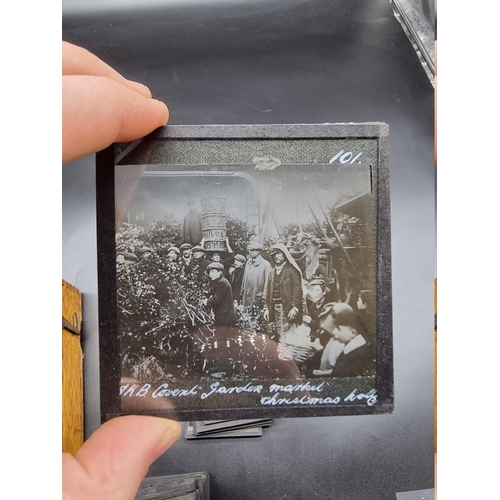 152 - MAGIC LANTERN SLIDES: LONDON STREET CHARACTERS: an unusual group of 50 uncoloured photographic lante... 