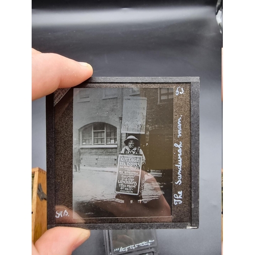 152 - MAGIC LANTERN SLIDES: LONDON STREET CHARACTERS: an unusual group of 50 uncoloured photographic lante... 