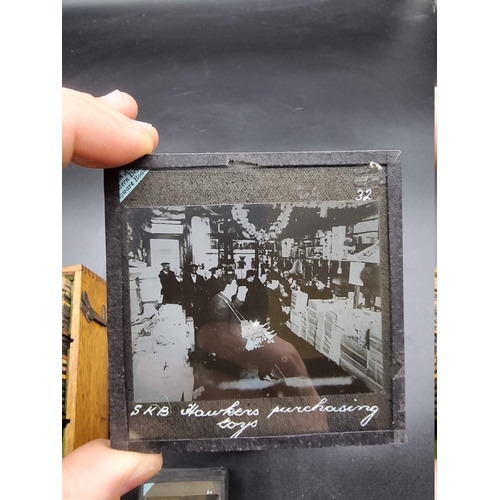 152 - MAGIC LANTERN SLIDES: LONDON STREET CHARACTERS: an unusual group of 50 uncoloured photographic lante... 