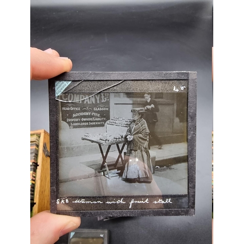 152 - MAGIC LANTERN SLIDES: LONDON STREET CHARACTERS: an unusual group of 50 uncoloured photographic lante... 