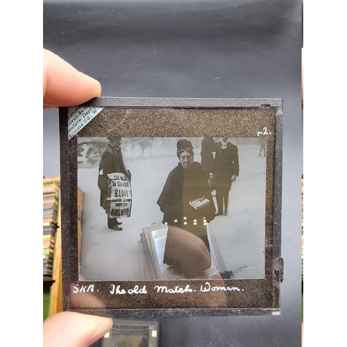 152 - MAGIC LANTERN SLIDES: LONDON STREET CHARACTERS: an unusual group of 50 uncoloured photographic lante... 