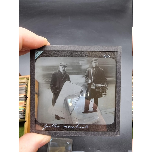 152 - MAGIC LANTERN SLIDES: LONDON STREET CHARACTERS: an unusual group of 50 uncoloured photographic lante... 