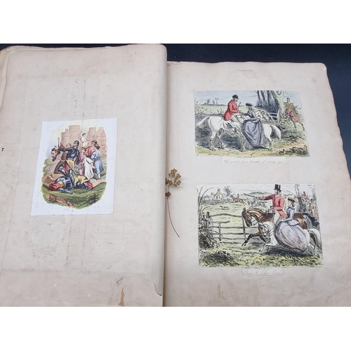 155 - SCRAP ALBUMS: a pair of mid-19th century scrap albums containing pasted in engravings, drawings... 